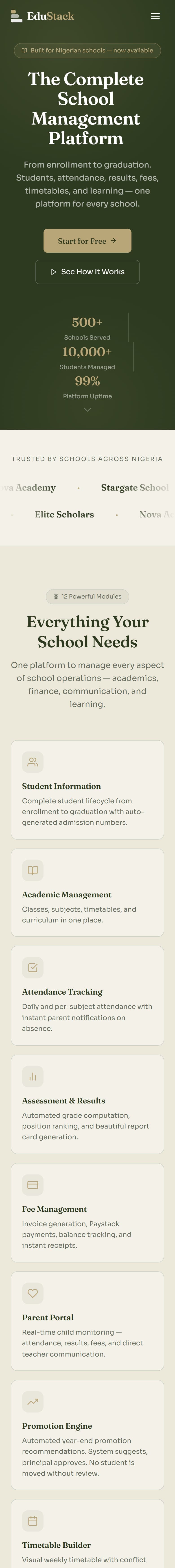 EduStack website on a phone